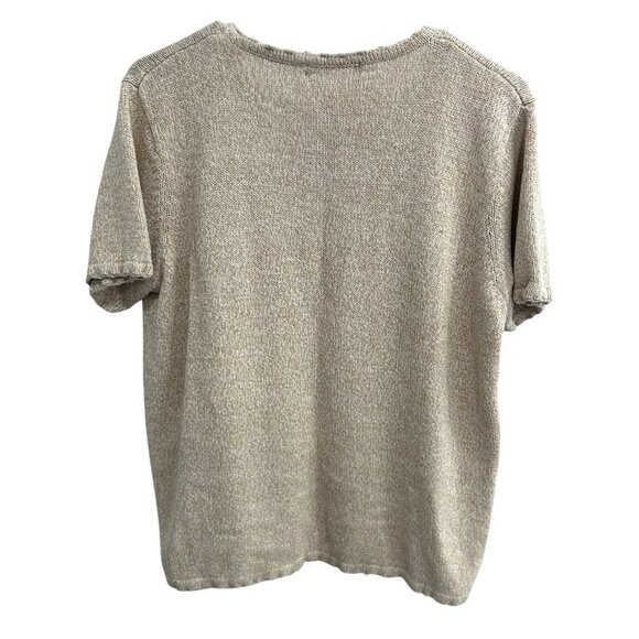 Vintage Style Floral Embroidered Beige Knit Short-Sleeve Top - Picture 2 of 8